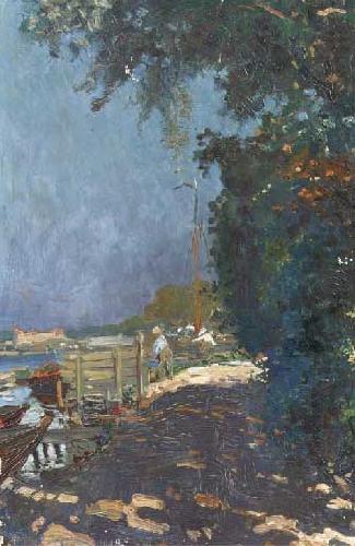 Pier Leone Ghezzi Boats along the shore oil painting picture